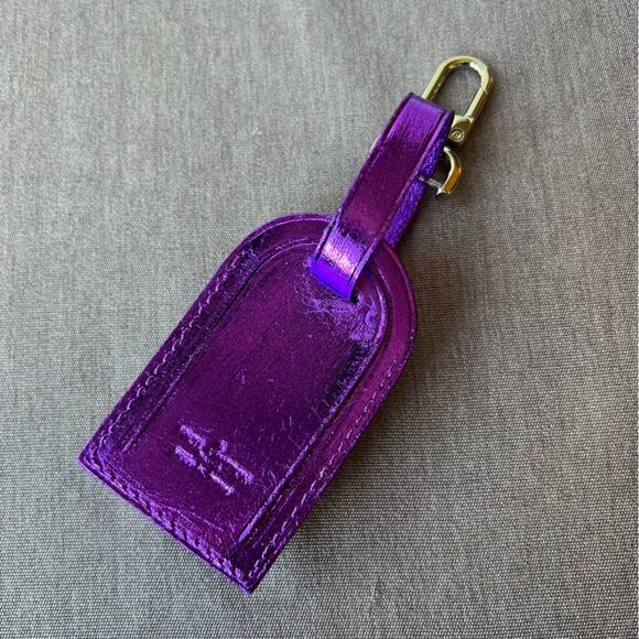 🆕 LV Luggage Name Tag Bag Charm Metallic Purple Luggage Authentic Louis Vuitton